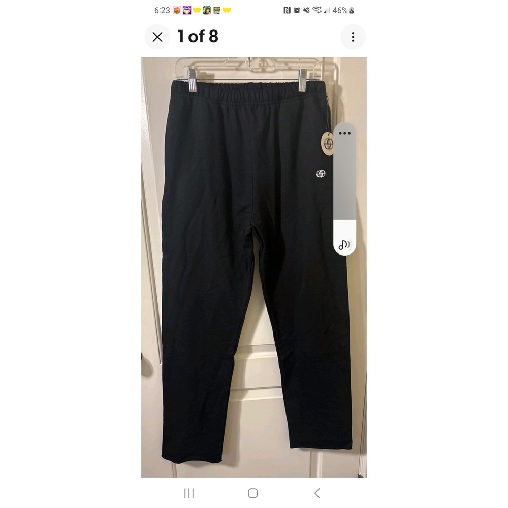 Lovello Elizabeth French Terry Pants Black Raw hem Size L Organic New $79‎